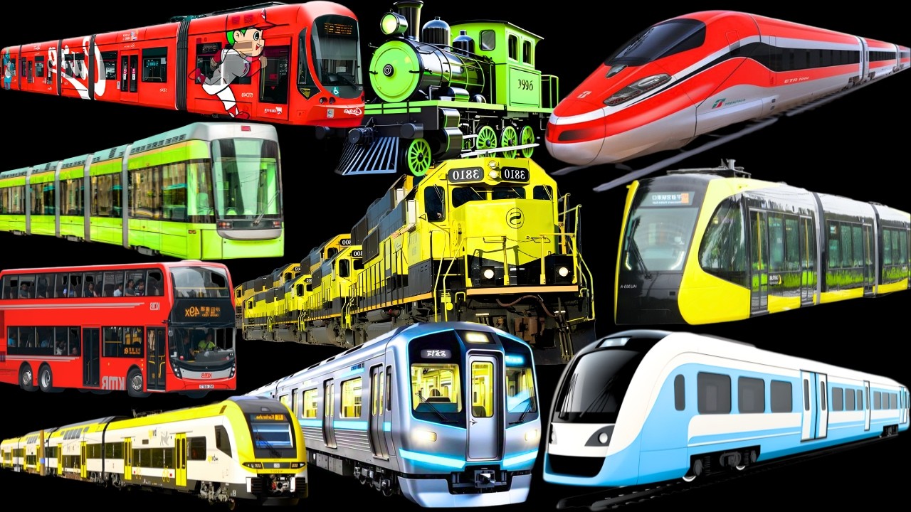 Trains Name for Kids | Types of Trains | Learn Railway Transport in English | Tram, Submarine, Train