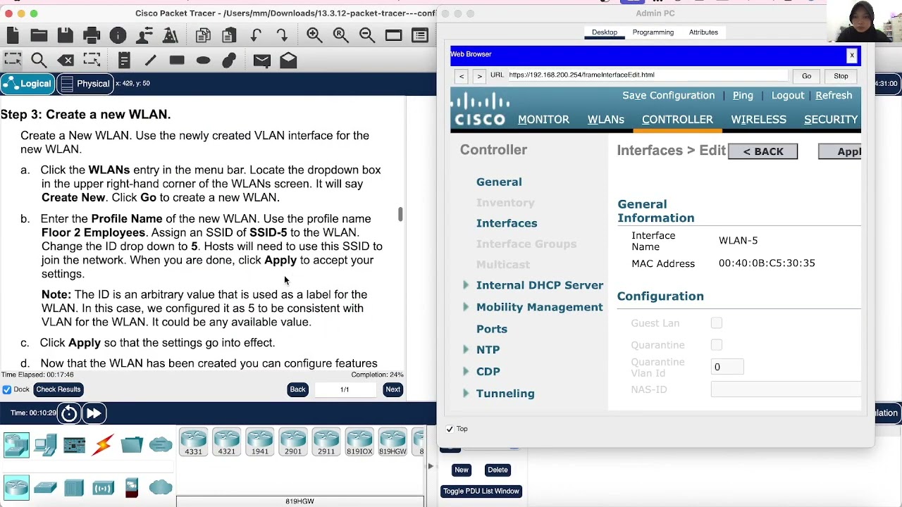 13.3.12 Packet Tracer - Configure a WPA2 Enterprise WLAN on the WLC