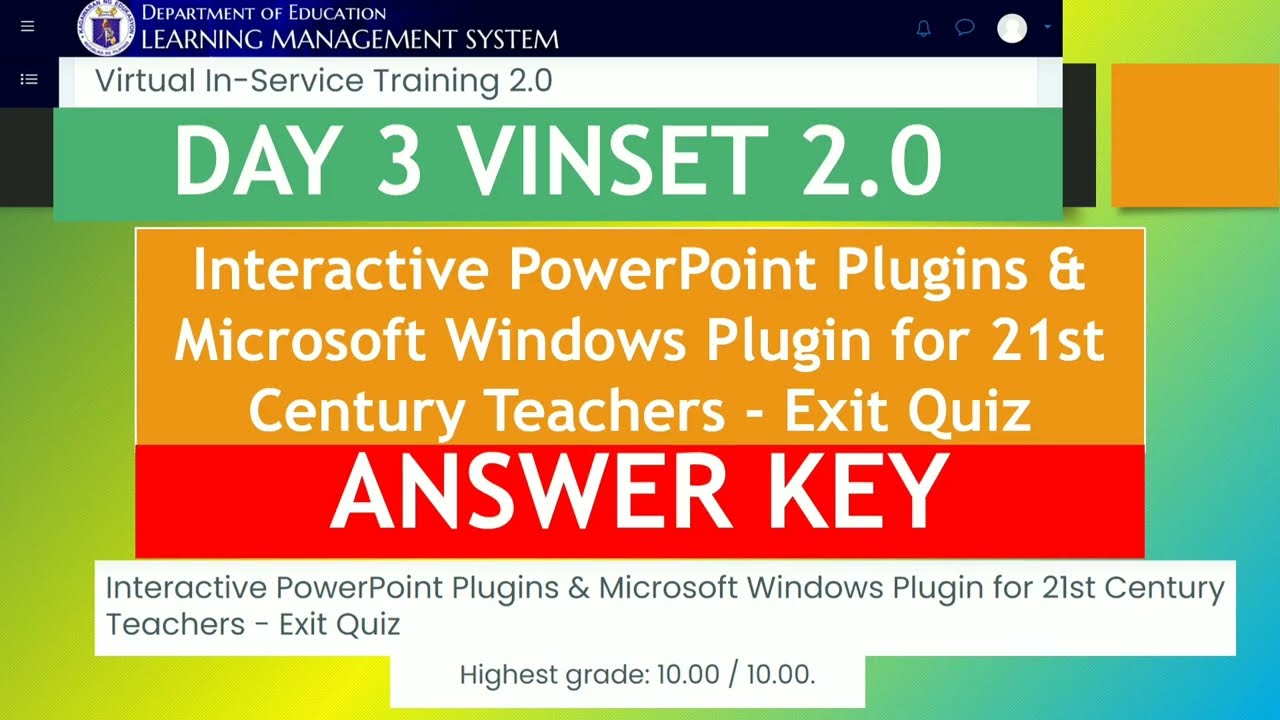 VINSET2.0 Day3 ANSWER KEY: Interactive PowerPoint Plugins & Microsoft Windows Plugin QUIZ I BY MNM