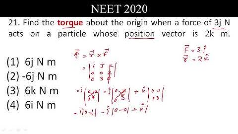 Find the torque about the origin when a force of 3 j N acts on a particle whose position vector
