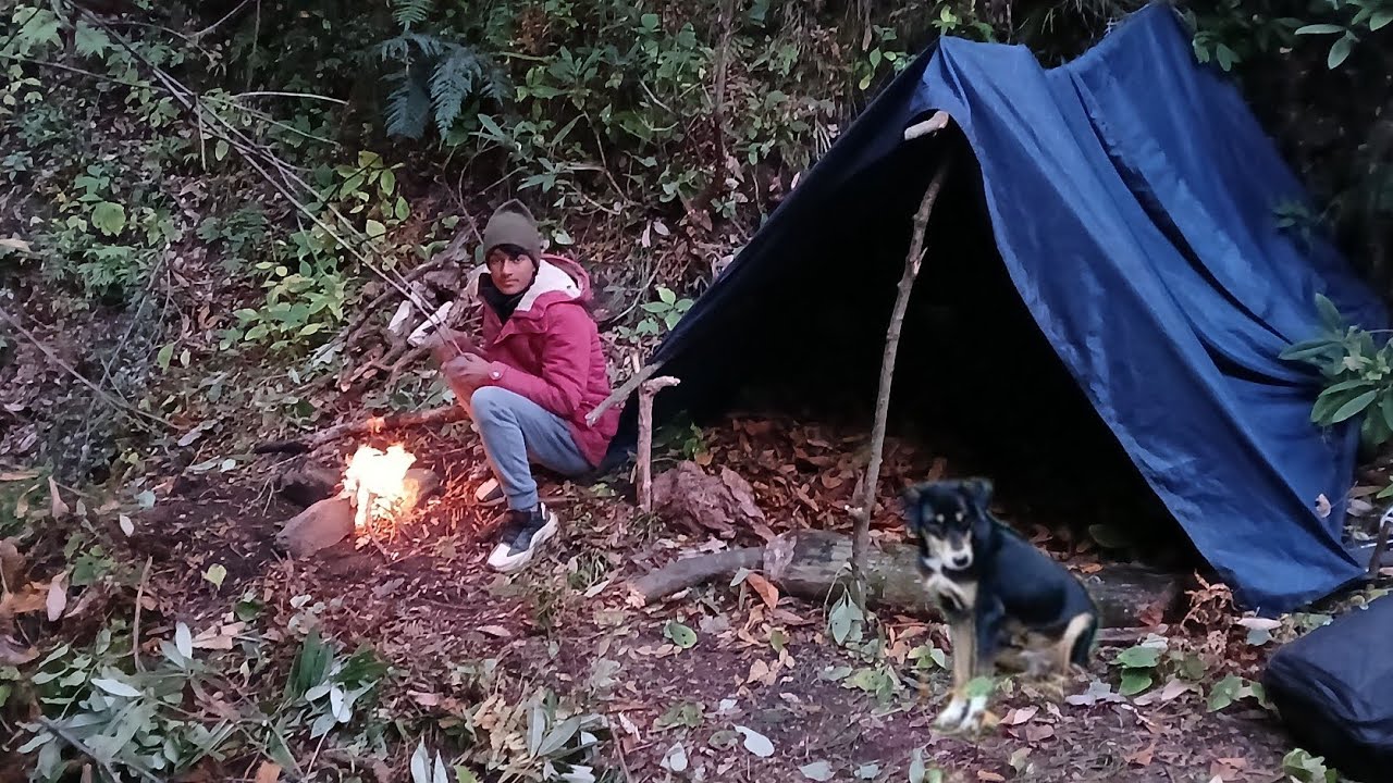 Building a Warm and Nepali cozy Dugout for survival log shelter secret ...