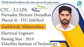 Congrats, Purnaday | Selected in ITC Infotech | 3.1 LPA | Electrical Engineer, PoY 2019 | Gadchiroli
