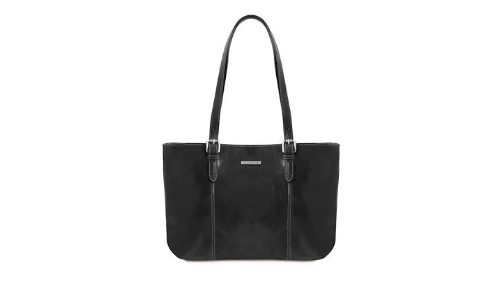 TUSCANY LEATHER ANNALISA LEATHER SHOPPING BAG WITH TWO HANDLES BLACK