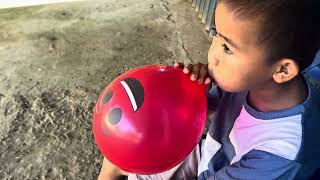 BLOW A BALLOON WITH YOUR MOUTH‼️ This Handsome Boy Almost Makes His Balloon Pop 😱