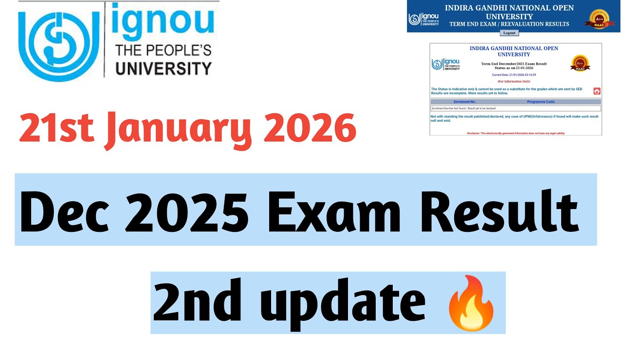 BREAKING NEWS IGNOU DEC 2025 RESULT 2ND UPDATE #livestream - YouTube