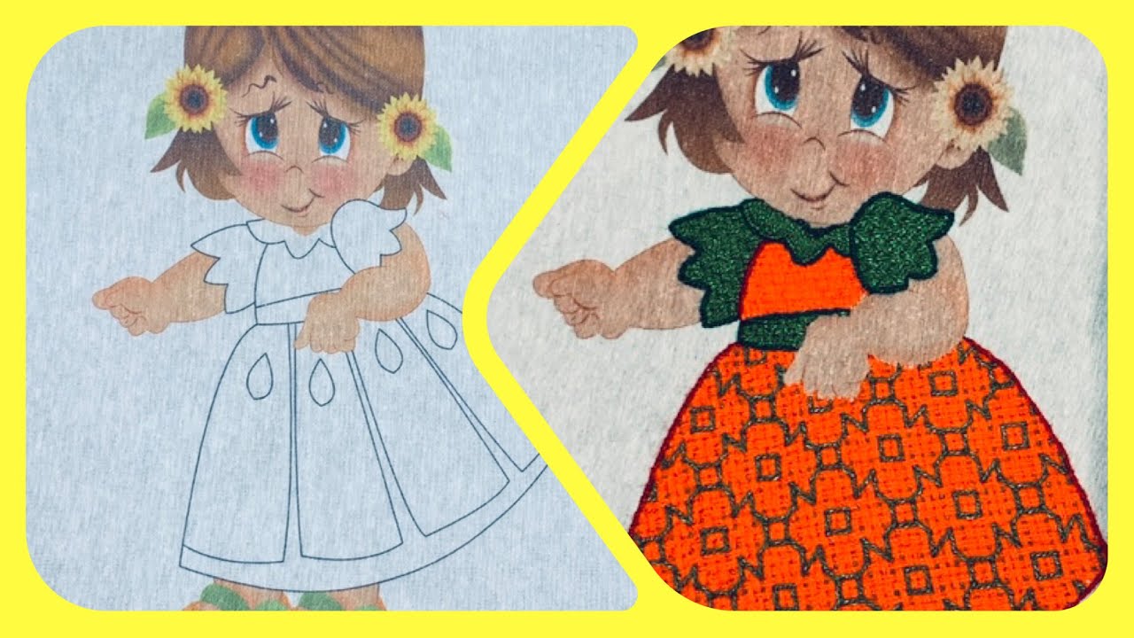 Bordar vestido niña naranja