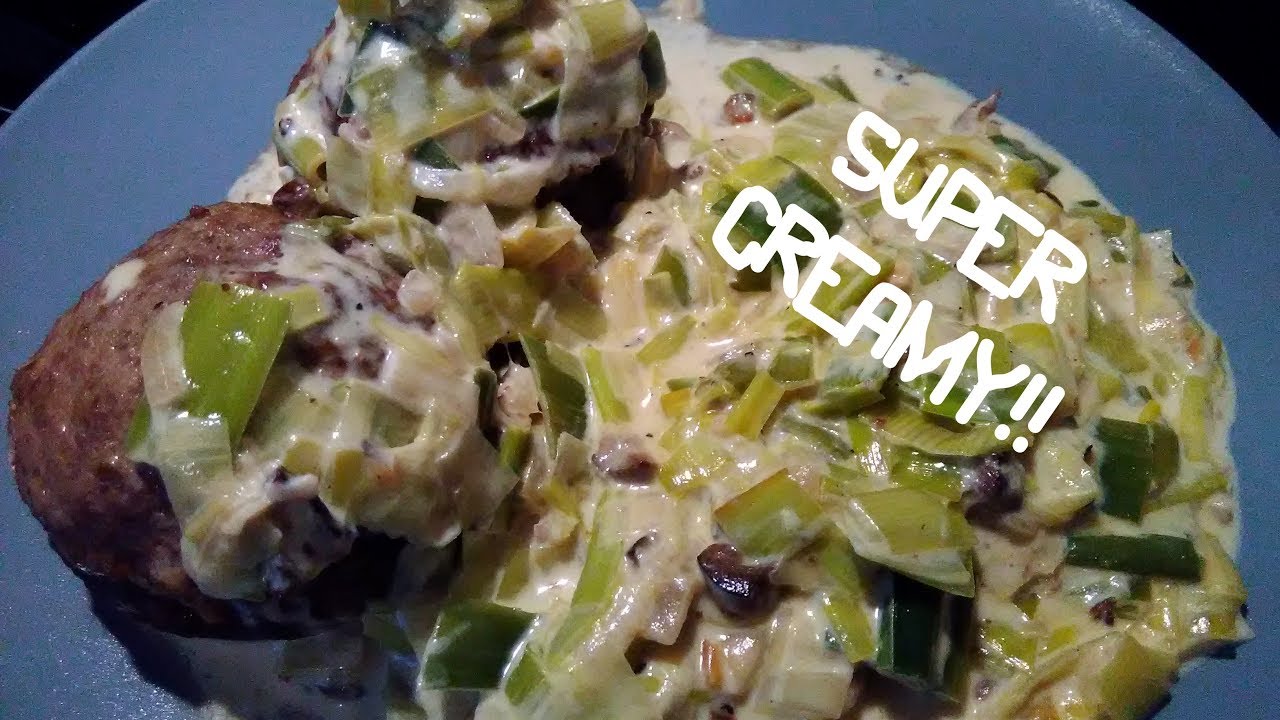 Baked Stuffed Mushrooms Recipe - And Creamed Leeks - KetoKookin