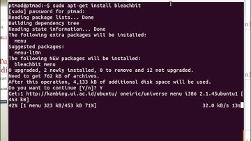 18. (Video Tutorial) install software cleaning harddisk bleachbit di linux ubuntu 11.10