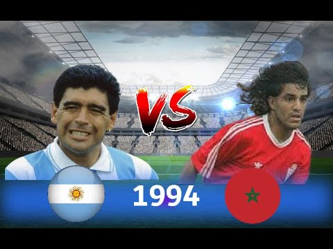 مواجهة ممتعة بين التانجو و أسود الأطلس الأرجنتين و المغرب ودي 1994 تعليق عربي