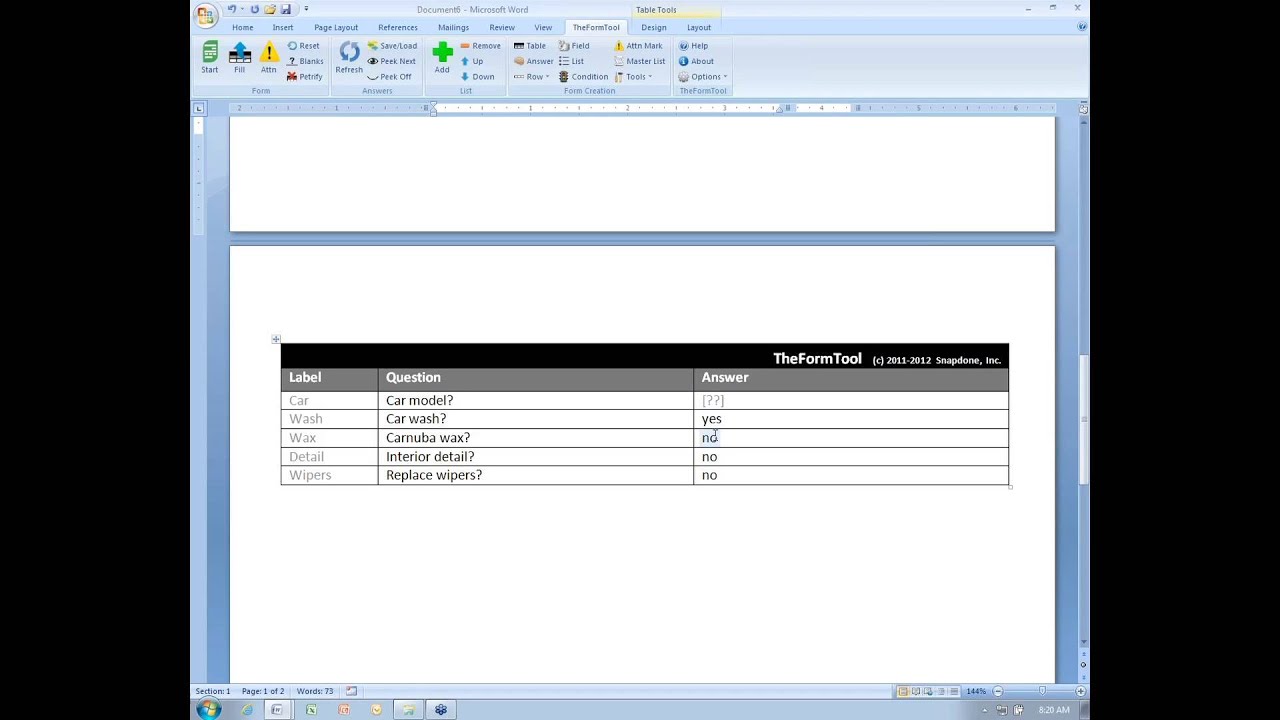 Conditional Rows in TheFormTool