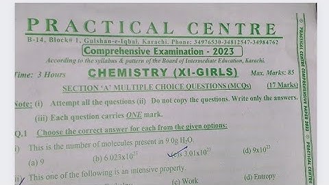 XI CHEMISTRY PRACTICAL CENTRE COMPREHENSIVE EXAMINATION 2023 MCQS EXPLANATION ‼️ FIRST YEAR