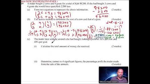 2013 KCSE MATHEMATICS PAPER 1 NO 19