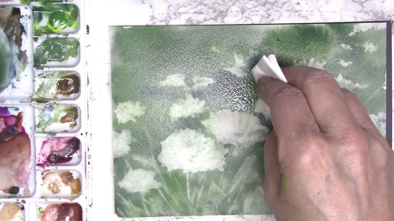 Hedwig's Art white flowers, watercolor