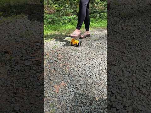 Toy tractor crush in sandals #crushexperiment #asmrcrush #wedgesandals #wedges #Pebbles