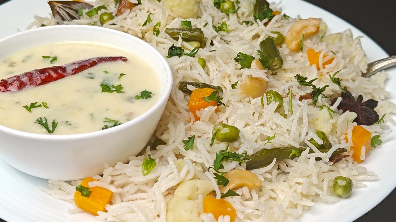 Veg Kadi Pulao Veg Pulao White Kadhi Kadhi & Vegetable Pulao