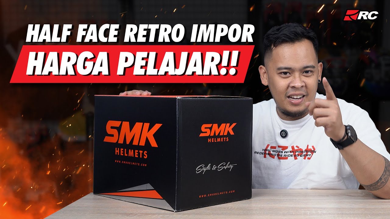UNBOXING SMK RETRO JET REBEL 🔥 HELM HALF FACE IMPOR INI HARGA PELAJAR CUY ‼️