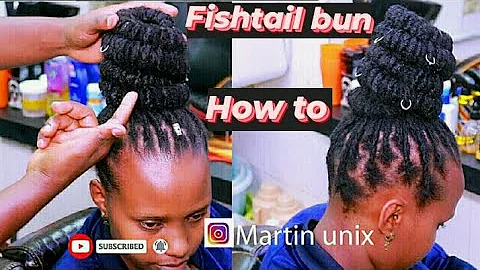 How to Style Spiral Fishtail Bun on Extended Dreads.
