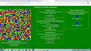 Modular Cellular Automata in JavaScript - Example Run