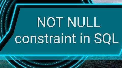NOT NULL constraint in SQL || SQL in telugu