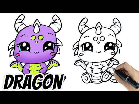 HOW TO DRAW A BABY DRAGON KAWAII | HOE TEKEN JE EEN DRAAK?
