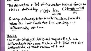 12.2 The Calculus of Vector-Valued Functions (part 1)
