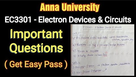 EC3301 Important Questions | Electron Devices & Circuits | Get easy PASS | anna university
