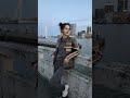 Blue hour hits different in Rotterdam. 🌃 Vintage leather, messy buns, and city lights. Just catchin