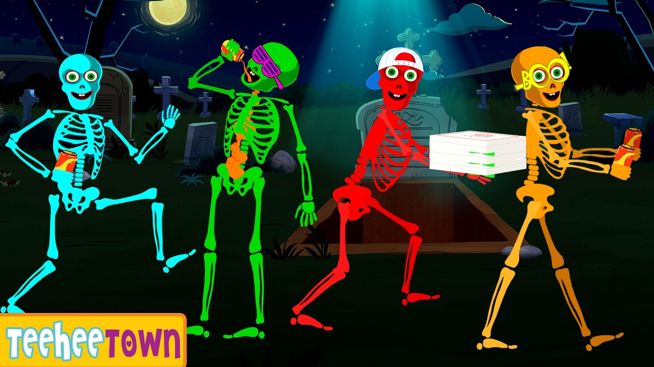 Five Skeletons Party At Haunted Place 💀 Fun Halloween Nursery Rhyme For Kids By Teehee Town