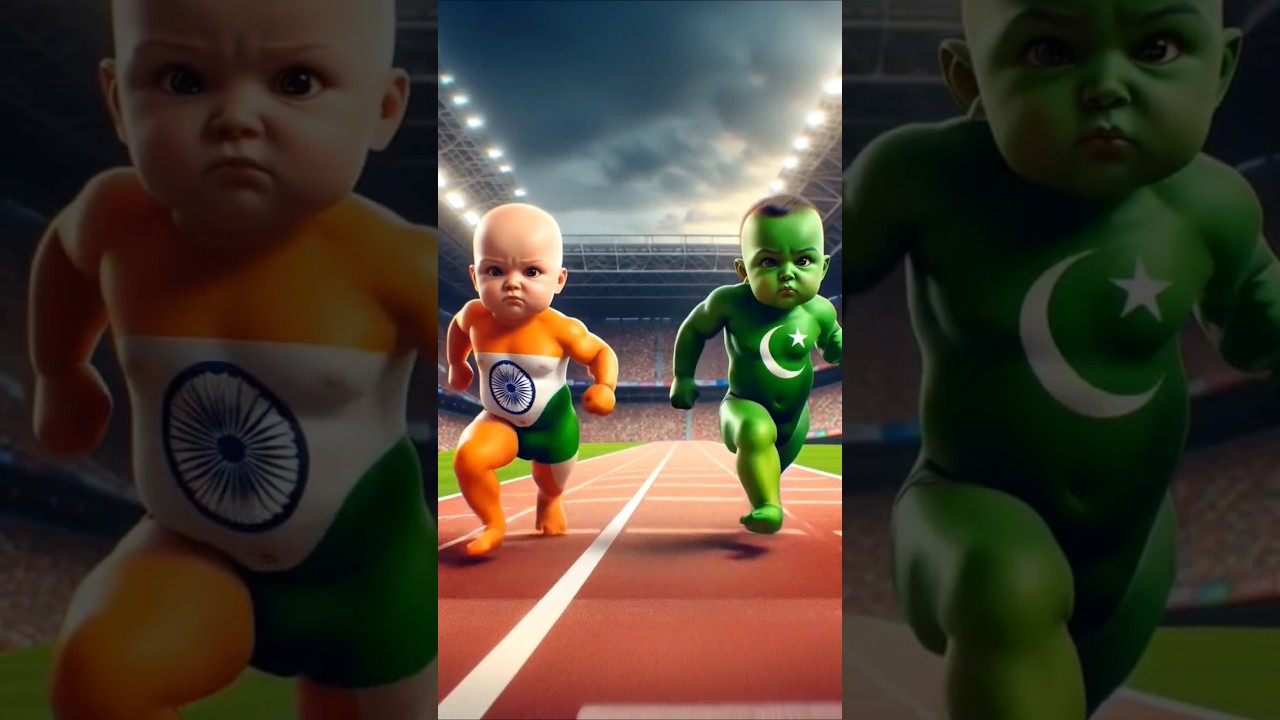 This Indian baby and pakistani baby start a race from mumbai to lahore 