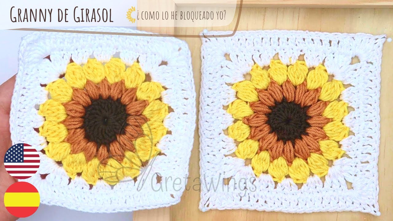 Cómo tejer un granny square a crochet Estilo Girasol/ sub 🇺🇸🇪🇸/ GretaWings
