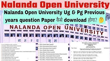 Nalanda open University pyqs kaise download Karen, nou ug & pg previous year question paper #nou
