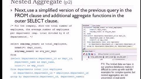 5 of 6  SQL Advanced with Oracle - A query with nested aggregate functions