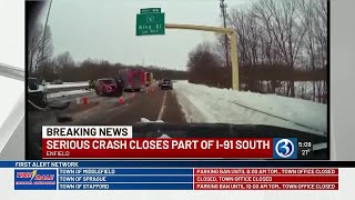 Multi-vehicle crash closes I-91 in Enfield, serious injuries reported