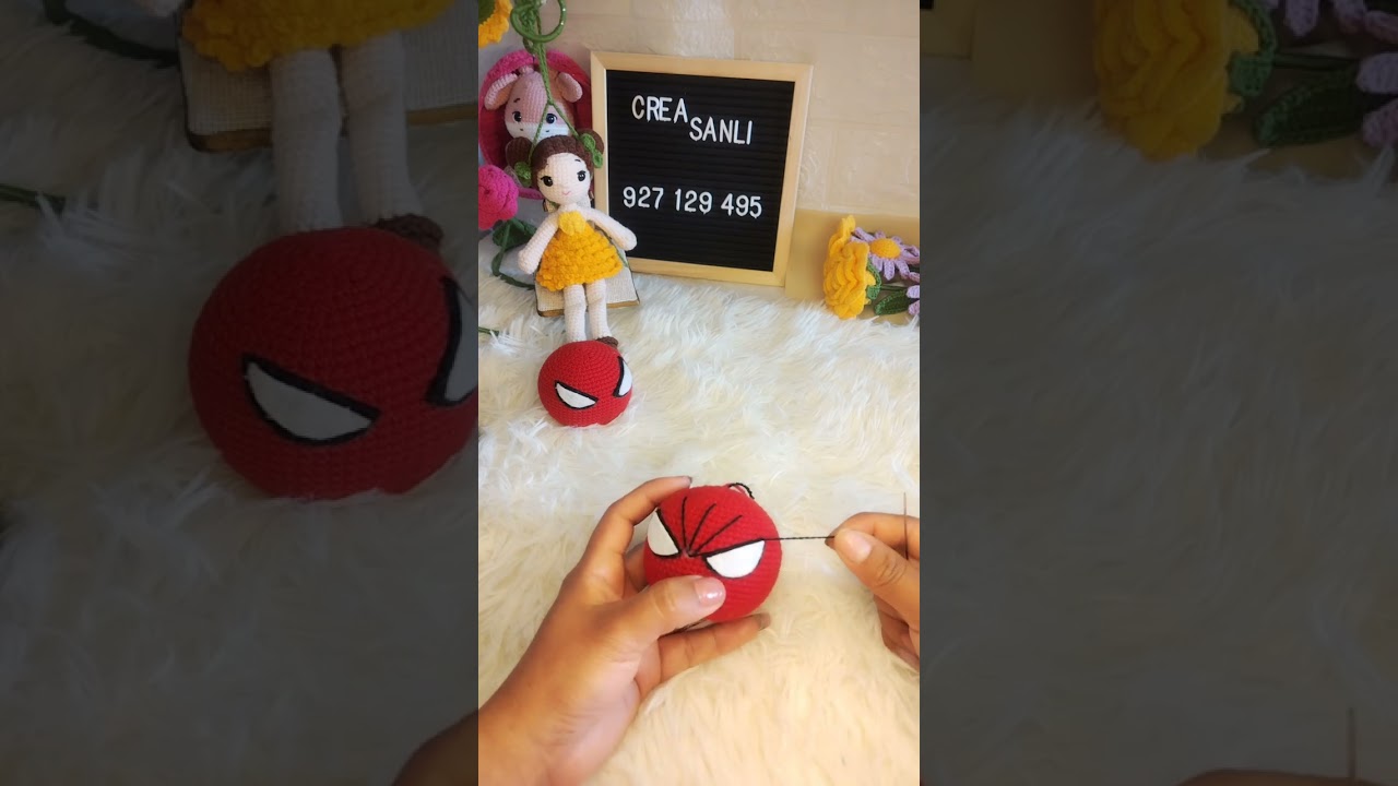 SPIDERMAN A CROCHET. Cómo bordar la cara 🕸️🕷️