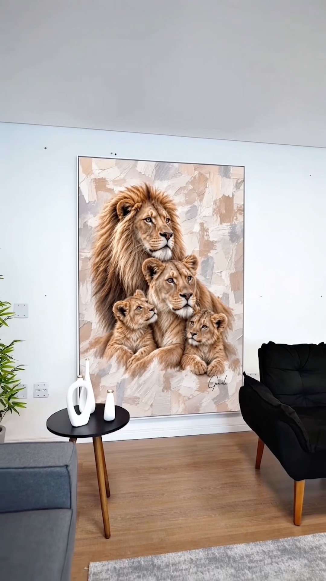 Vídeo de Quadro Família de Leões - Coleção Cream Art