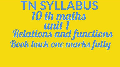 TN SYLLABUS 10 th maths unit1, Relation and function, exercise 1.6, All one marks.