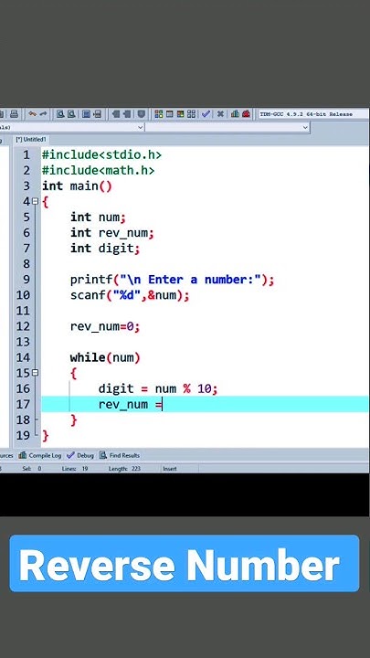 C Program to reverse number [code][tutorial]#shorts#clanguage - YouTube