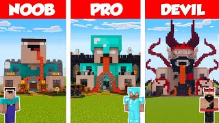 🎃Minecraft NOOB vs PRO vs DEVIL: HORROR HOUSE BUILD CHALLENGE in Minecraft \/ Animation