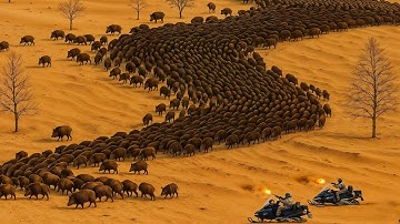 Unbelievable Wild Boar Hunt | Hunters Confront Giant Herd in the Desert - Epic Expedition