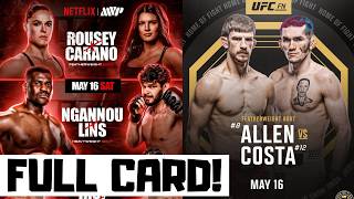 Rousey vs Carano & UFC Fight Night Allen vs Costa Full Card Predictions UFC Vegas 117 & Netflix MMA