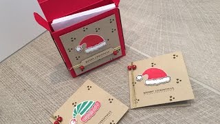 Jolly Friends 3 x 3 Card Gift Box, Fold Flat Box Video Tutorial using Stampin' Up products