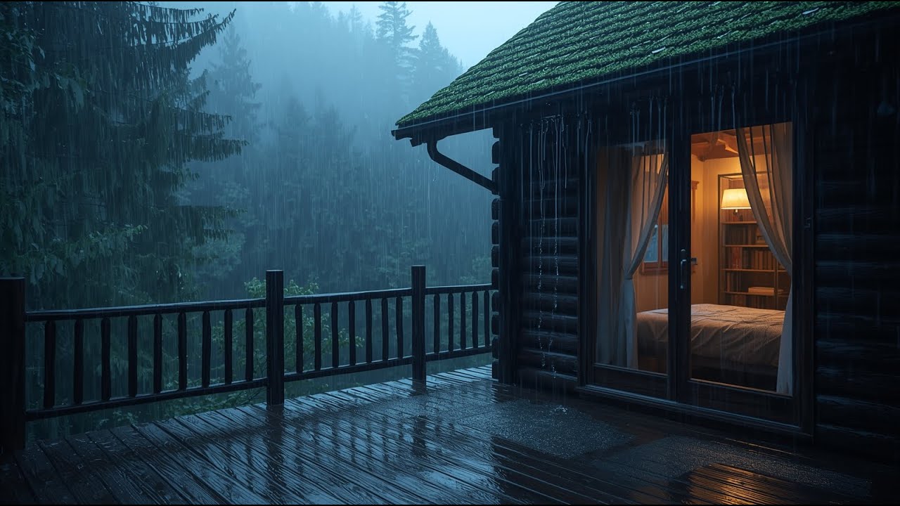 Sleep Instantly Tonight 🌧️ Forest Cabin Rain Ambience (8 Hours)