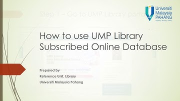 UMPLib - How to use UMP Library Subscribed Online Database