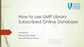 UMPLib - How to use UMP Library Subscribed Online Database screenshot 1