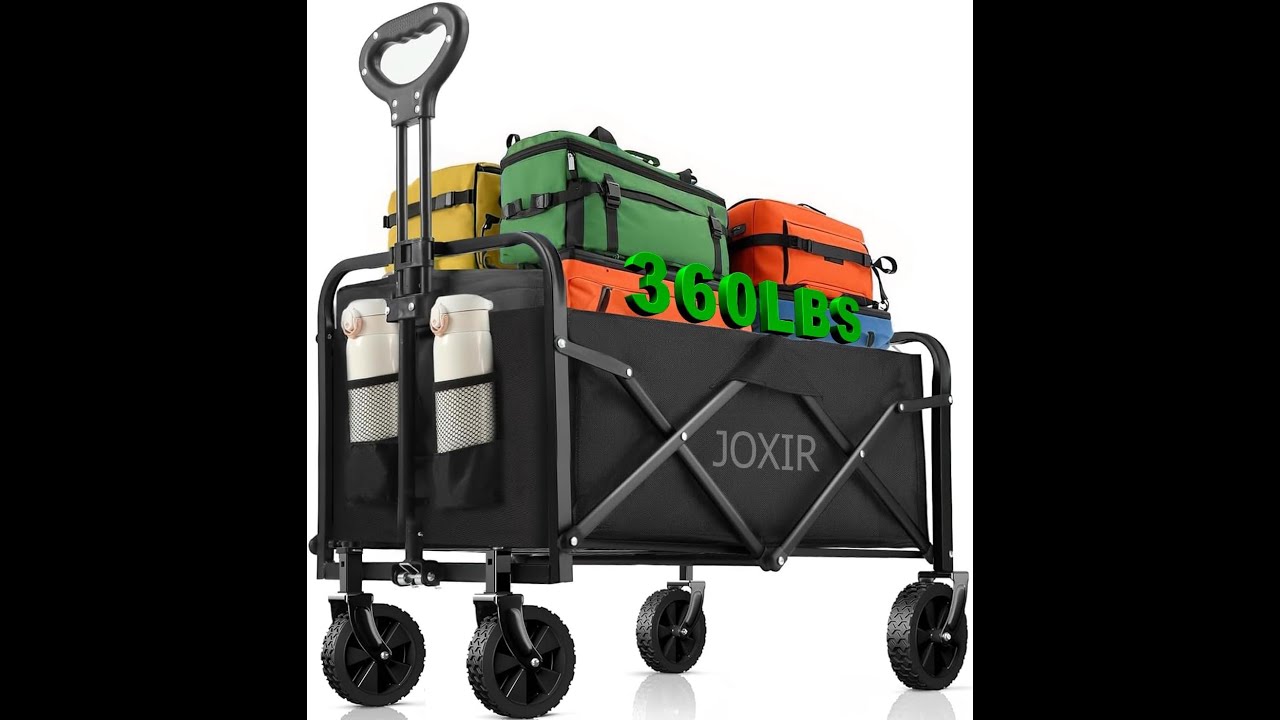 Collapsible Wagon Cart Foldable 120L 360lbs Capacity, Lightweight Portable Beach Wagon, Shopping