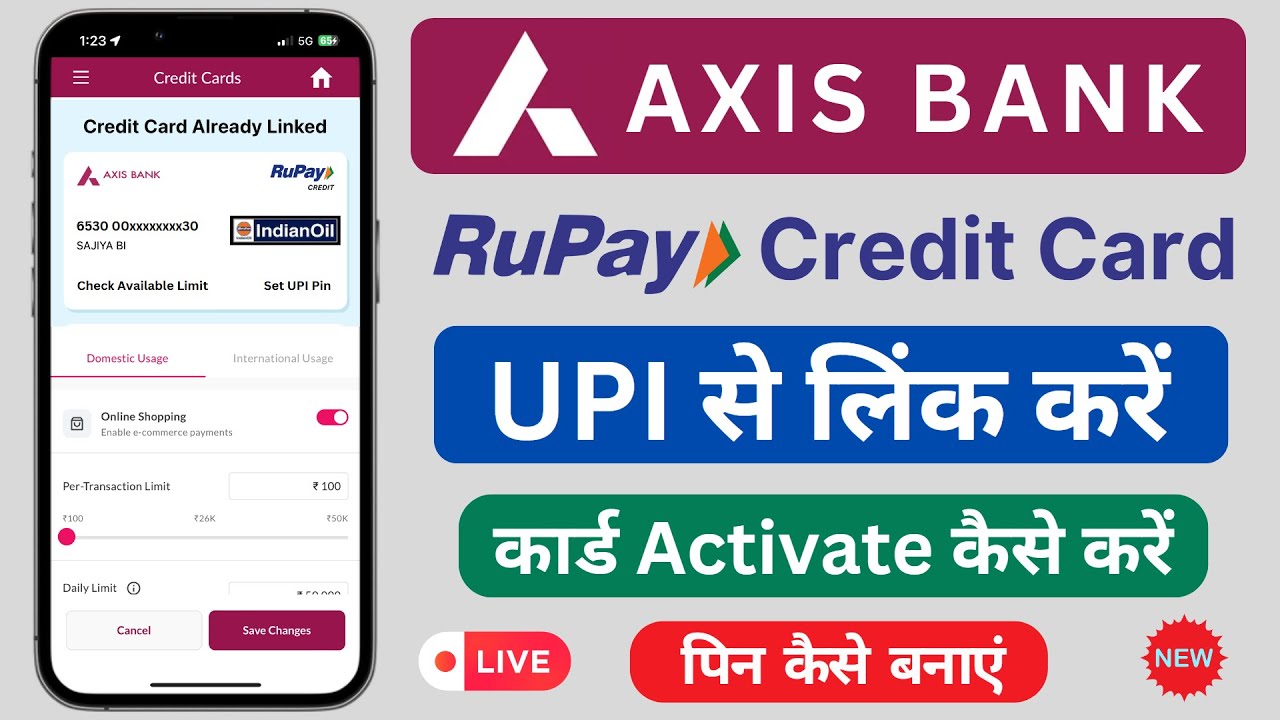 AXIS UPI Rupay Credit Card Activation | Pin Generation | Axis Bank Indian Oil Credit Card UPI Link