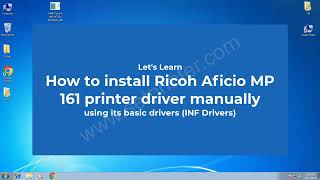 How to install Ricoh Aficio MP 161 printer driver manually on Windows 7, 10 using its basic driver