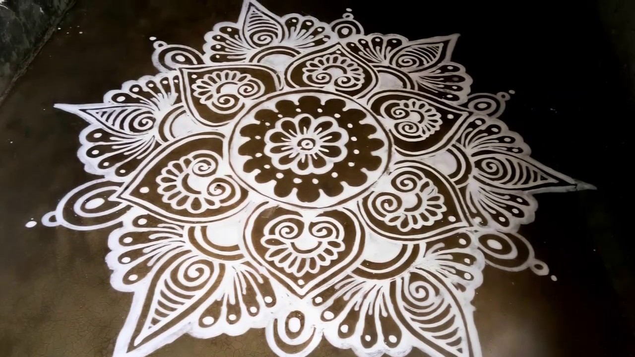 Beautiful Alpana Design For Laxmi puja || Kolam, Muggulu For Indian  Festival - YouTube