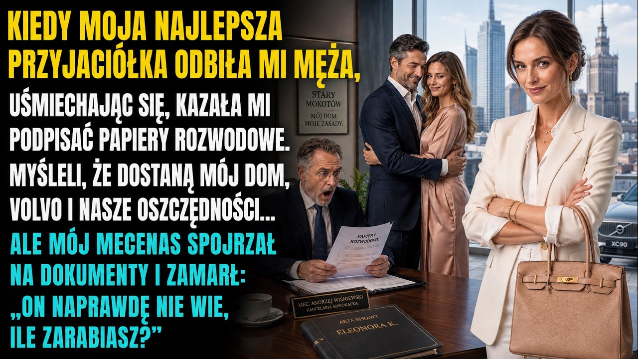 Mój mąż wepchnął mi projekt ugody rozwodowej razem z kawą, przy stoliku, przy którym siedziała też moja najlepsza przyjaciółka od dwudziestu lat. „Podpisz to" – powiedział tonem, jakby wydawał...