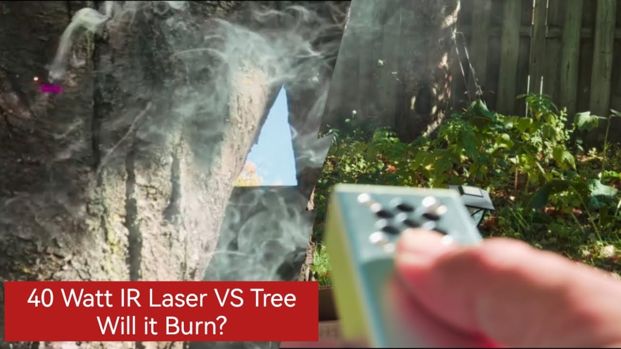 40 Watt (CX-17) Invisible Beam IR Laser agaist a Tree  - Wow instantaneous Burning! New - Oct/8/25
